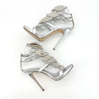 Giuseppe Zanotti Cruel Coline Silver Metal Wing Strappy Stiletto Sandals 38