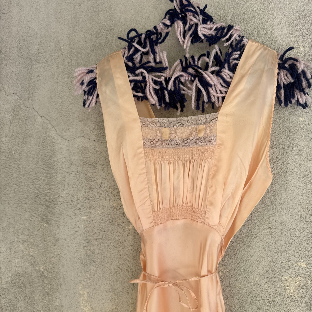 Vintage 1930s Pink Rayon Satin Bias-Cut Slip Gown