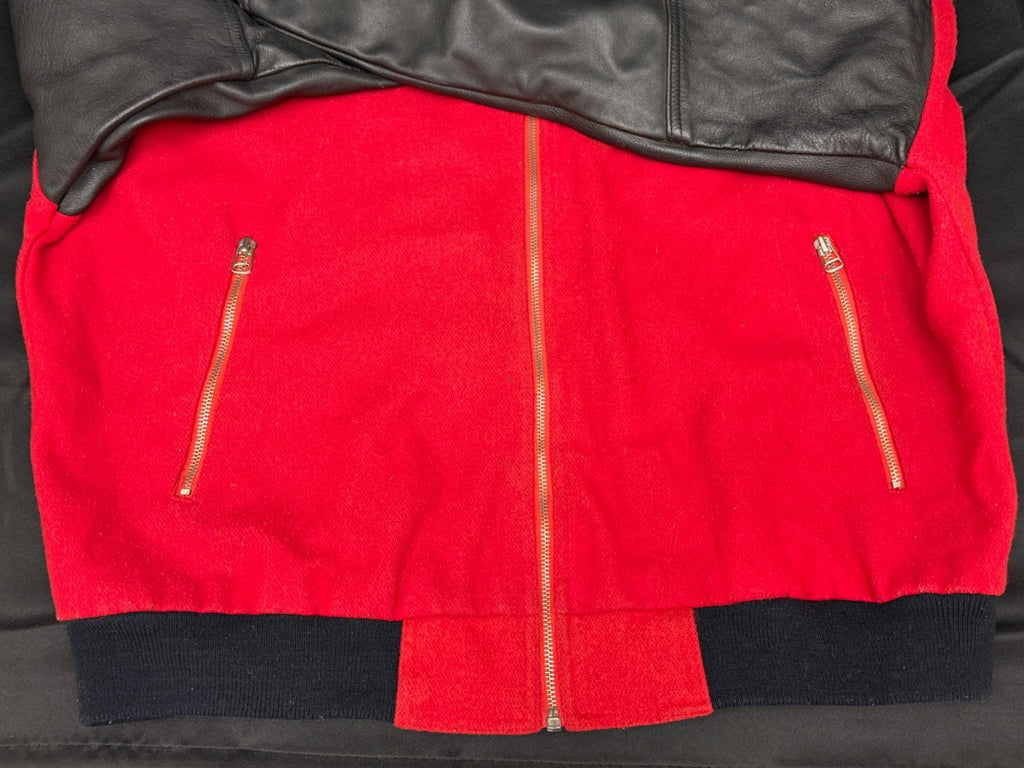 Nike Air Varsity Jacket, Red & Black Wool and Leather