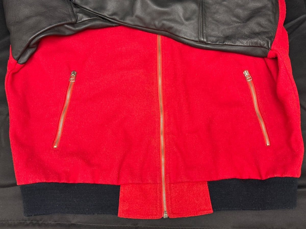 Nike Air Varsity Jacket, Red & Black Wool and Leather