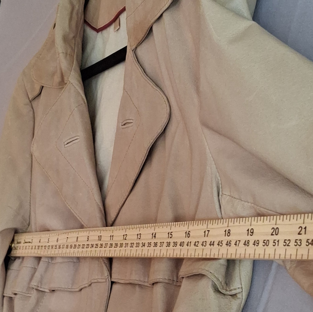Wilsons Leather Maxima Beige Belted Short Leather Jacket