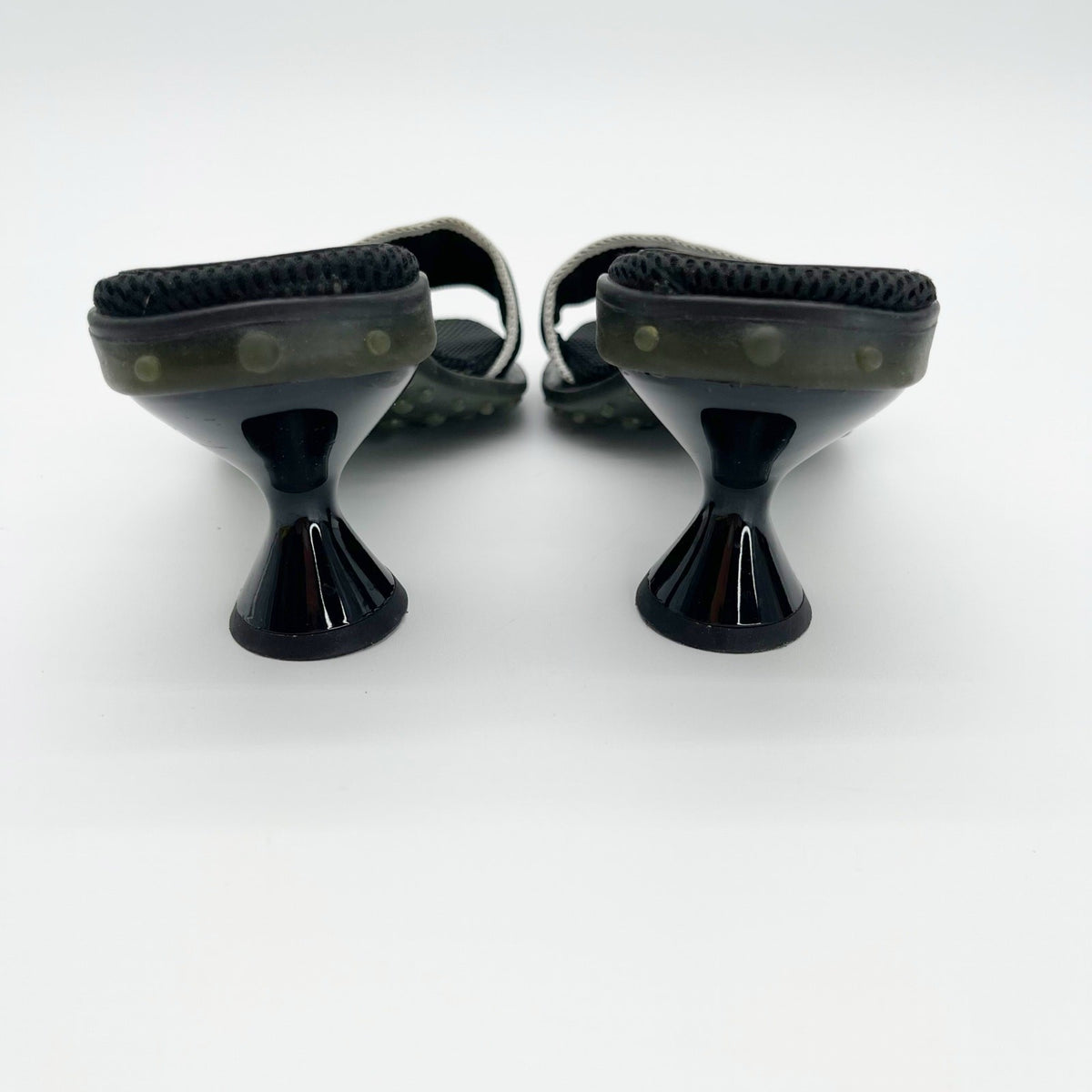 Miu Miu Black Mesh Logo Kitten Heel Mules