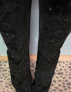 Bebe Black Suede Embellished Bootcut Flare Pants