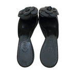 Chanel Mesh Camellia Flower Mules, Black Peep Toe Heels