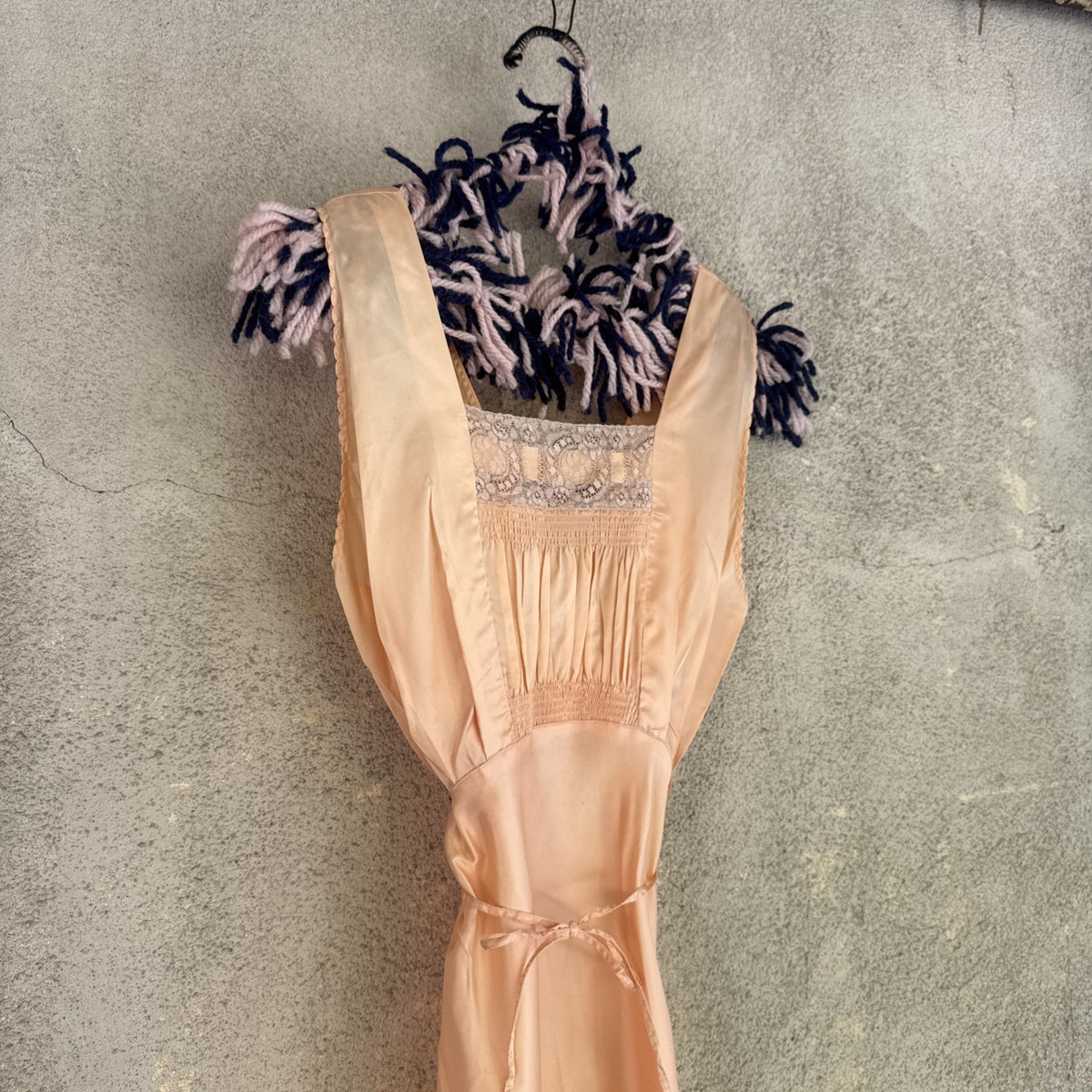 Vintage 1930s Pink Rayon Satin Bias-Cut Slip Gown