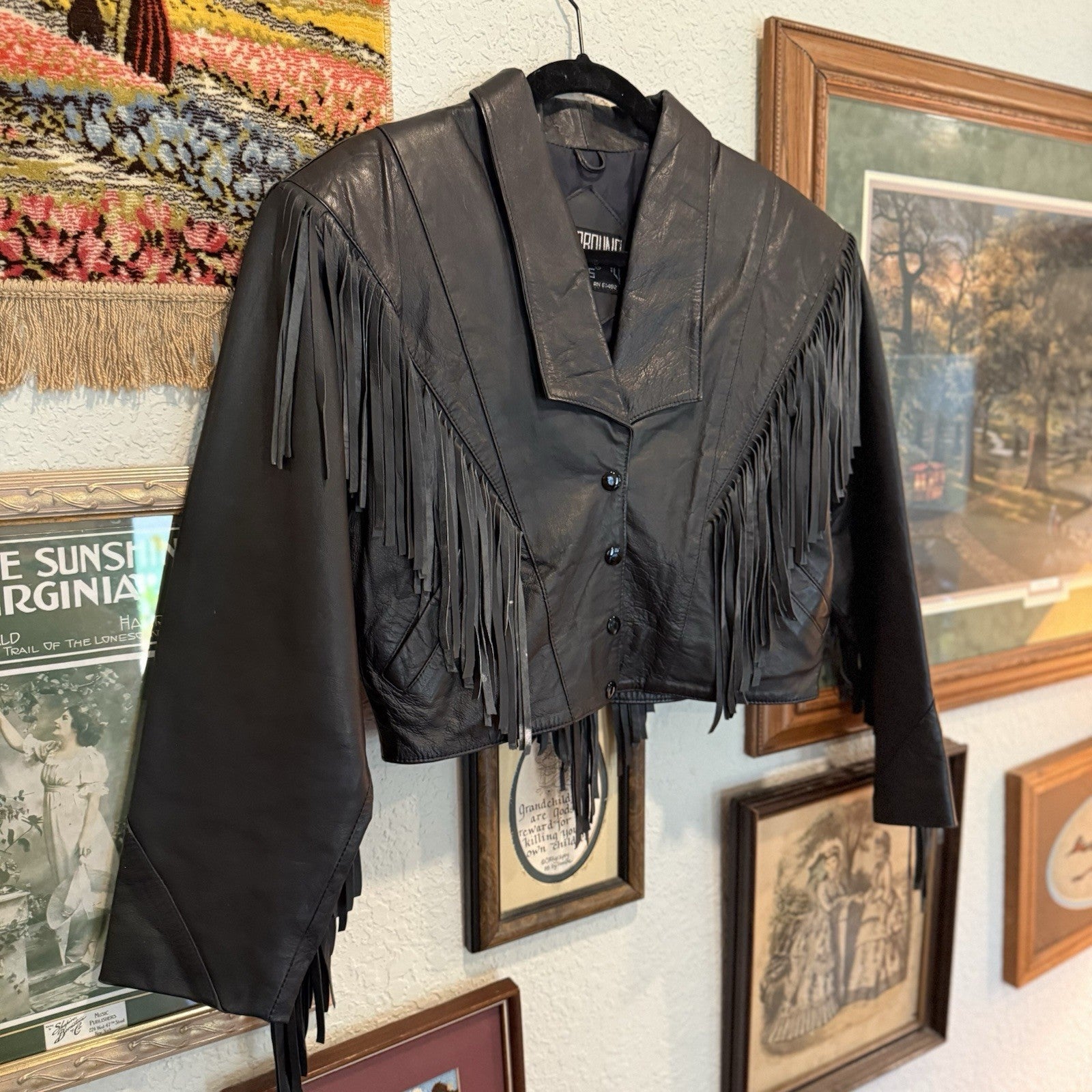 Vintage 80s Western Fringe Leather Jacket