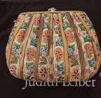 Judith Leiber Beaded Clutch, Gold Multicolor Floral