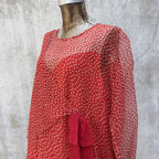 Marjone 1920s Red Silk Chiffon Polka Dot Dress