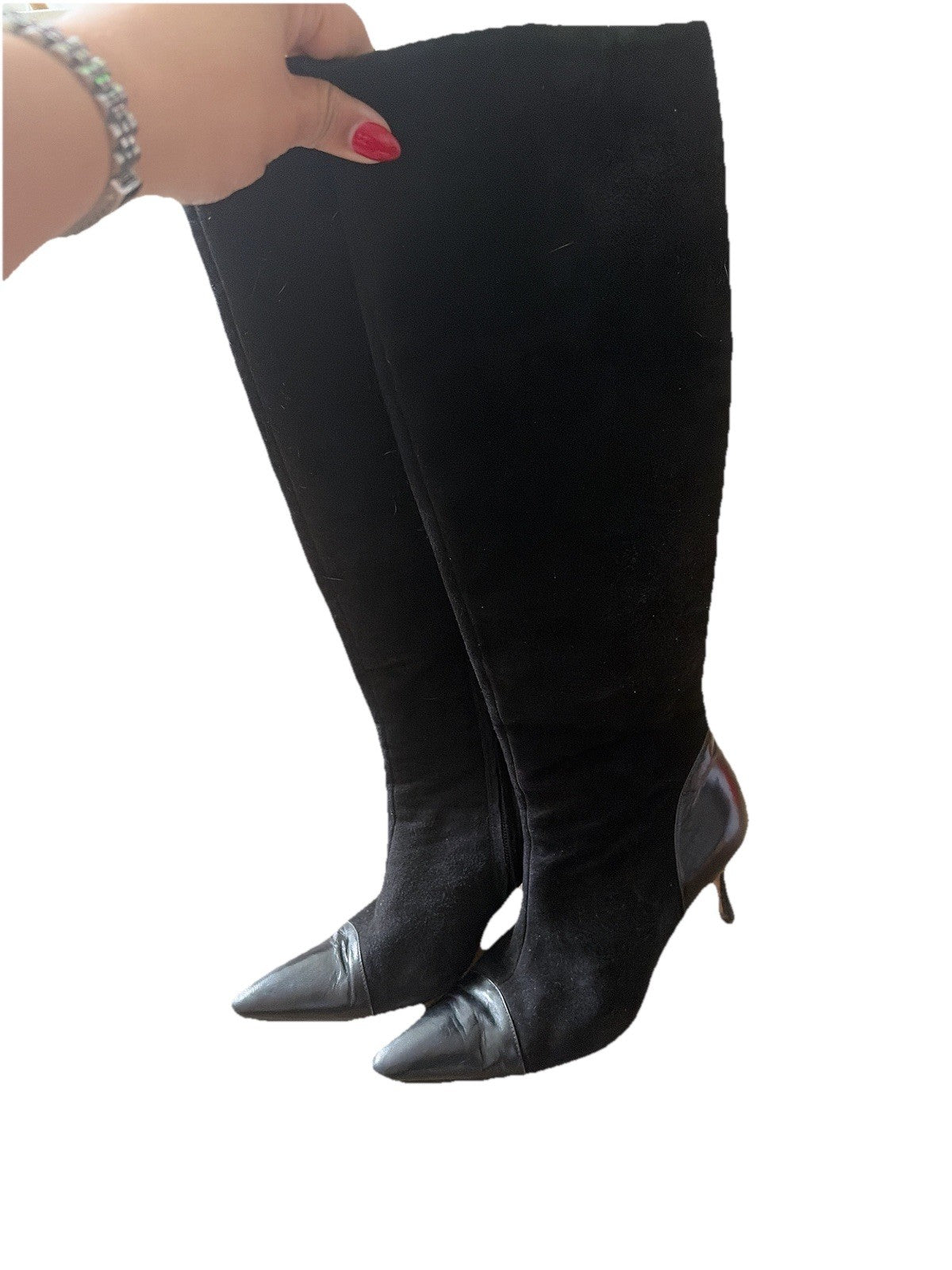Manolo Blahnik Knee High Boots, Suede & Leather