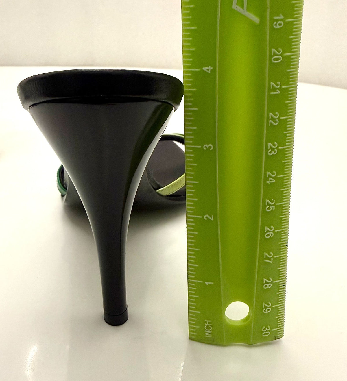 Casadei Vintage Deadstock Green Ombré Beaded Patent Leather Mules