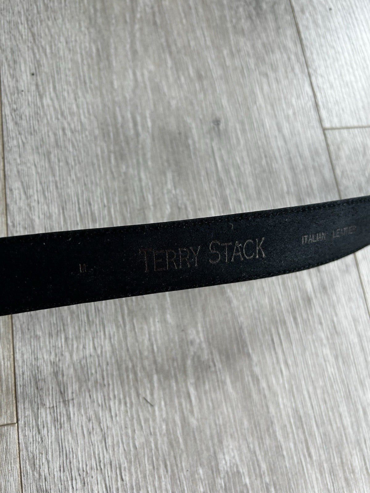 Terry Stack Italian Leather Belt in Black &amp; White Pony Hair