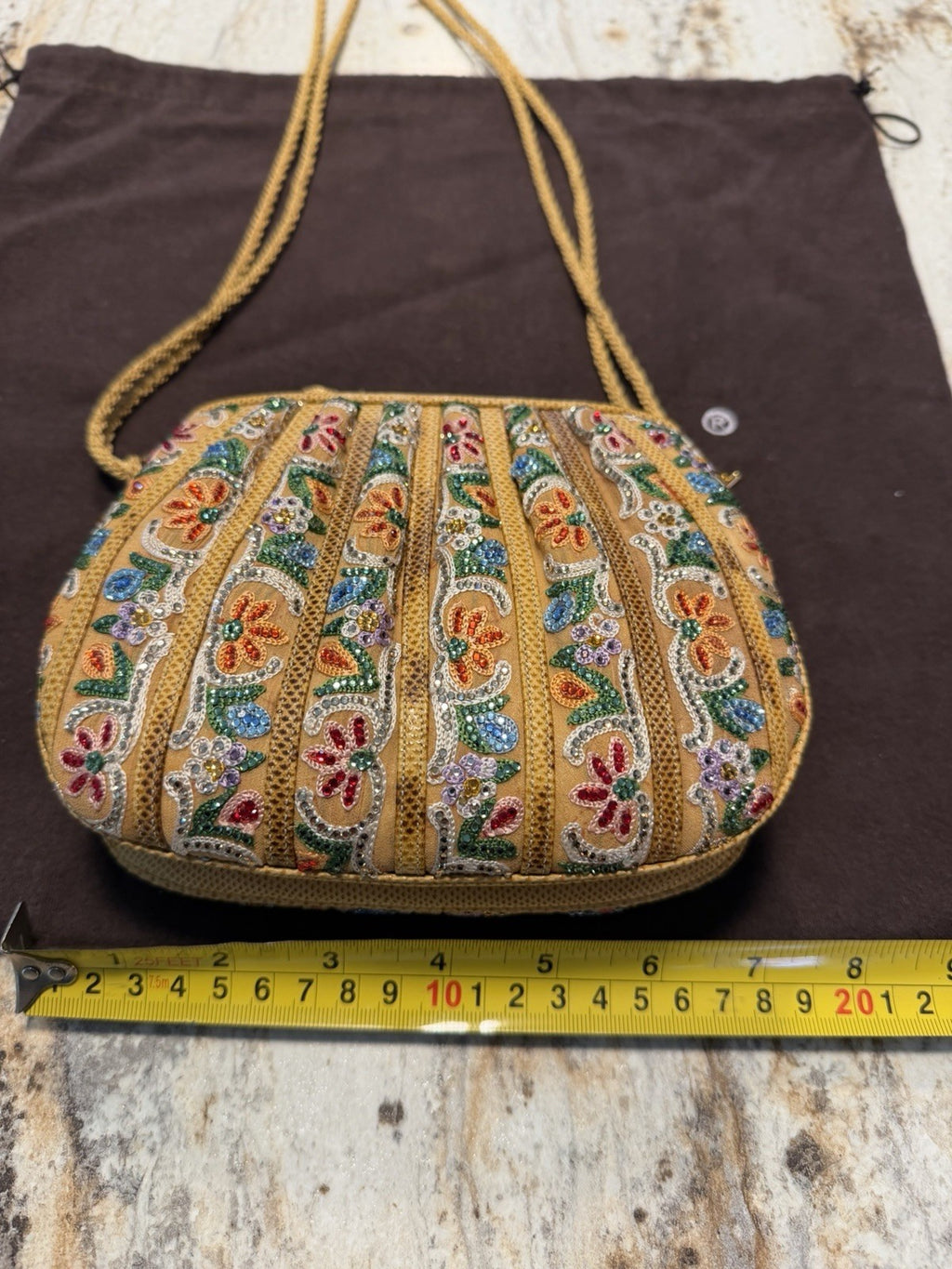 Judith Leiber Beaded Clutch, Gold Multicolor Floral