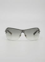 Vintage Gucci Silver Marina Metal Rimless Gray Gradient Sunglasses