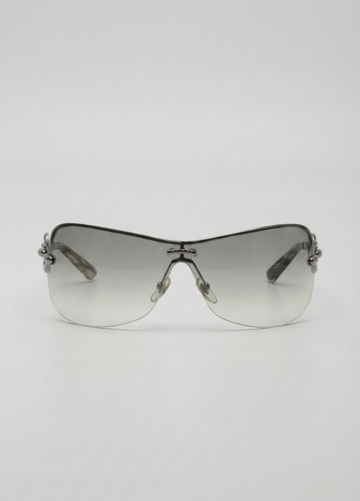 Vintage Gucci Silver Marina Metal Rimless Gray Gradient Sunglasses