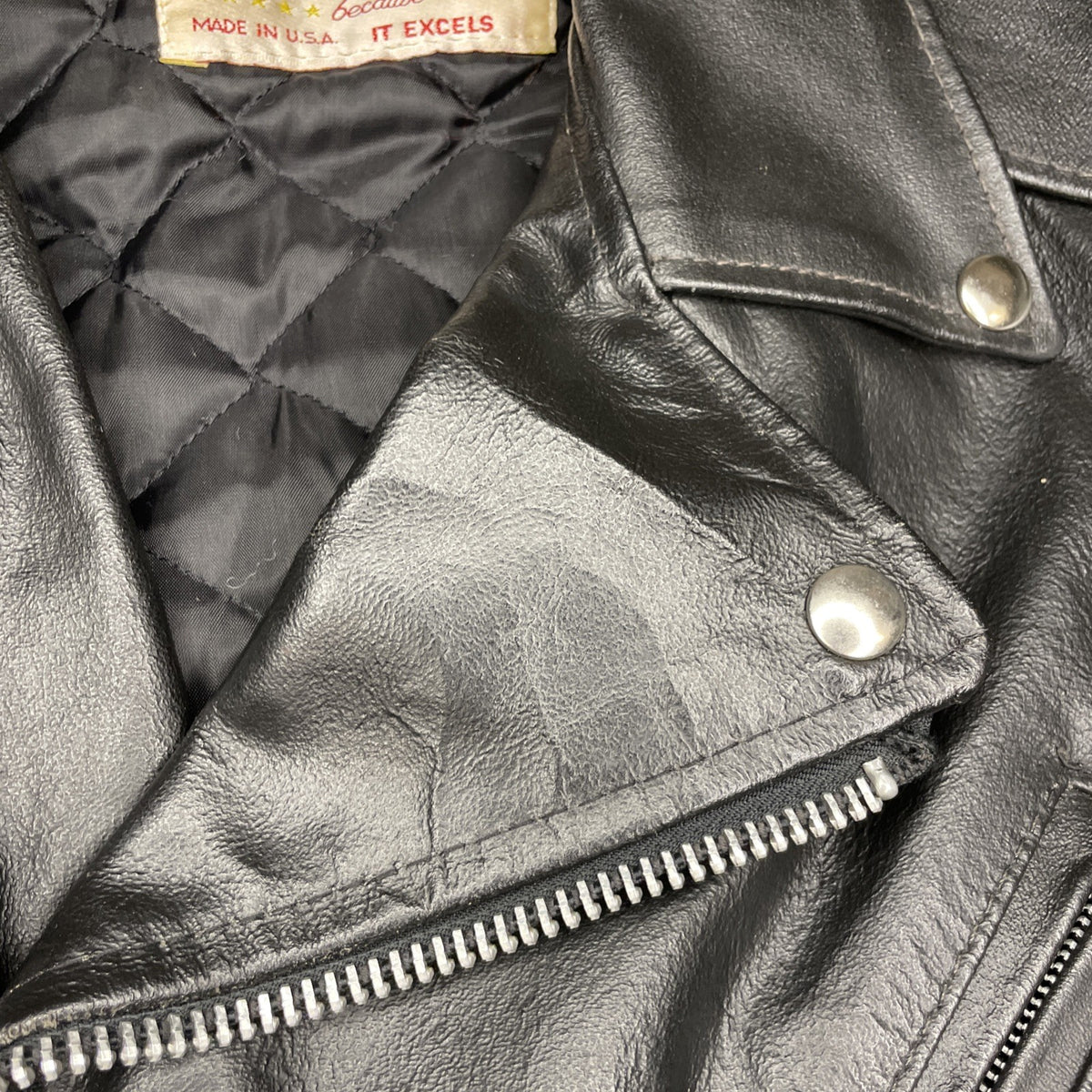 Excelled Leather Biker Moto Jacket, Black - Men's 40