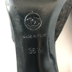 Chanel CC Logo Print Pointed Toe Mules