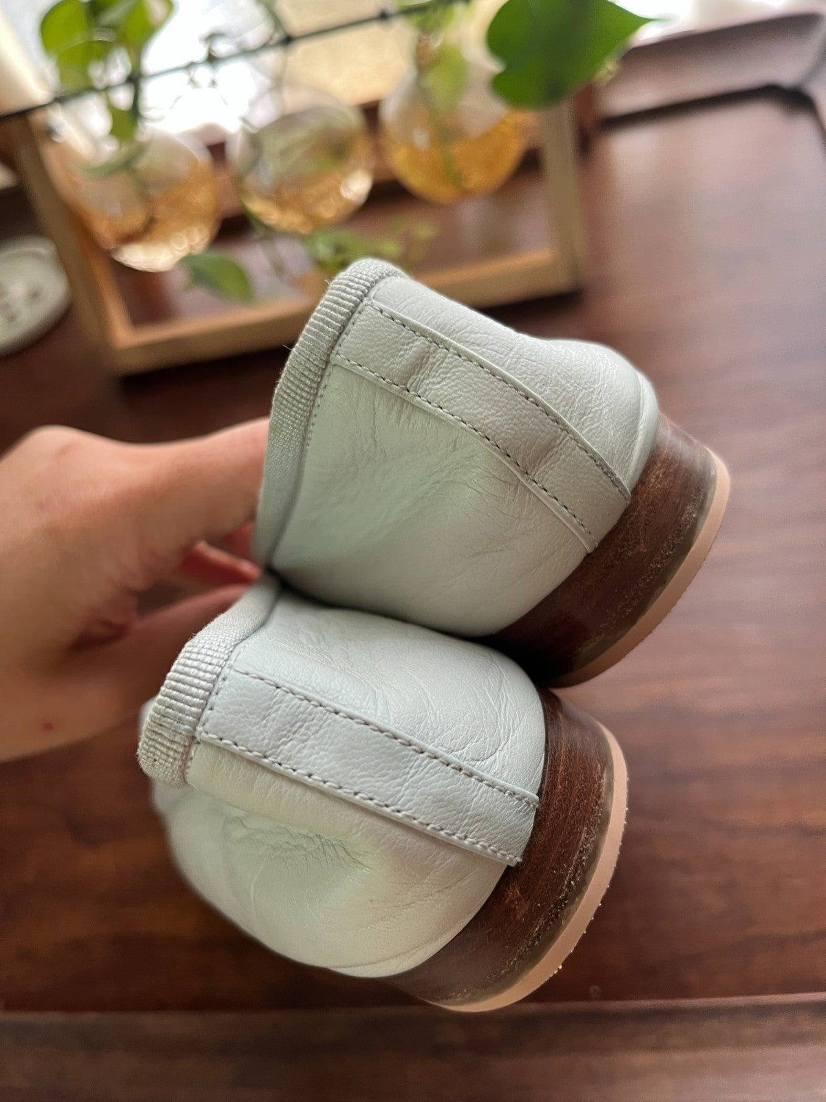 Chanel Ballet Flats, Plaster White with Mint and Silver Toe