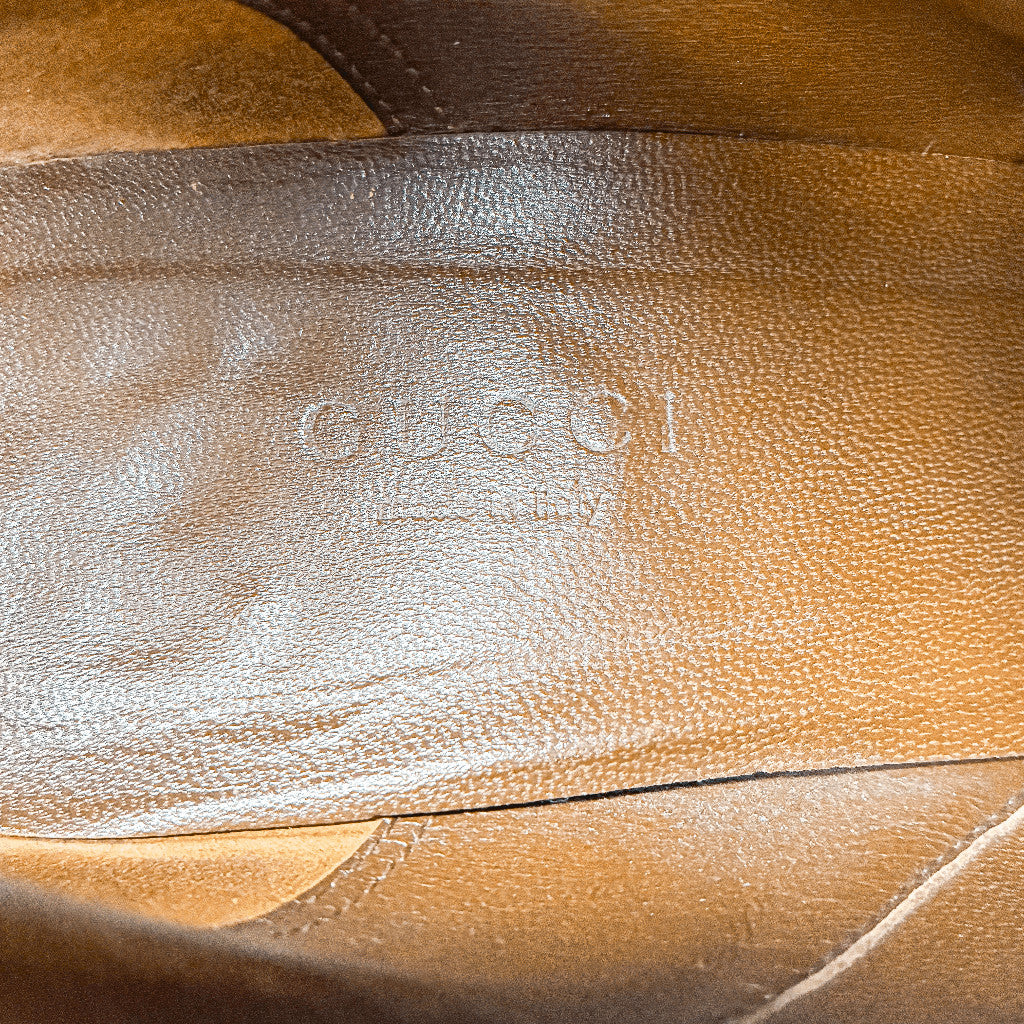 Gucci GG Monogram Ankle Booties, Praline Beige & Ebony Leather