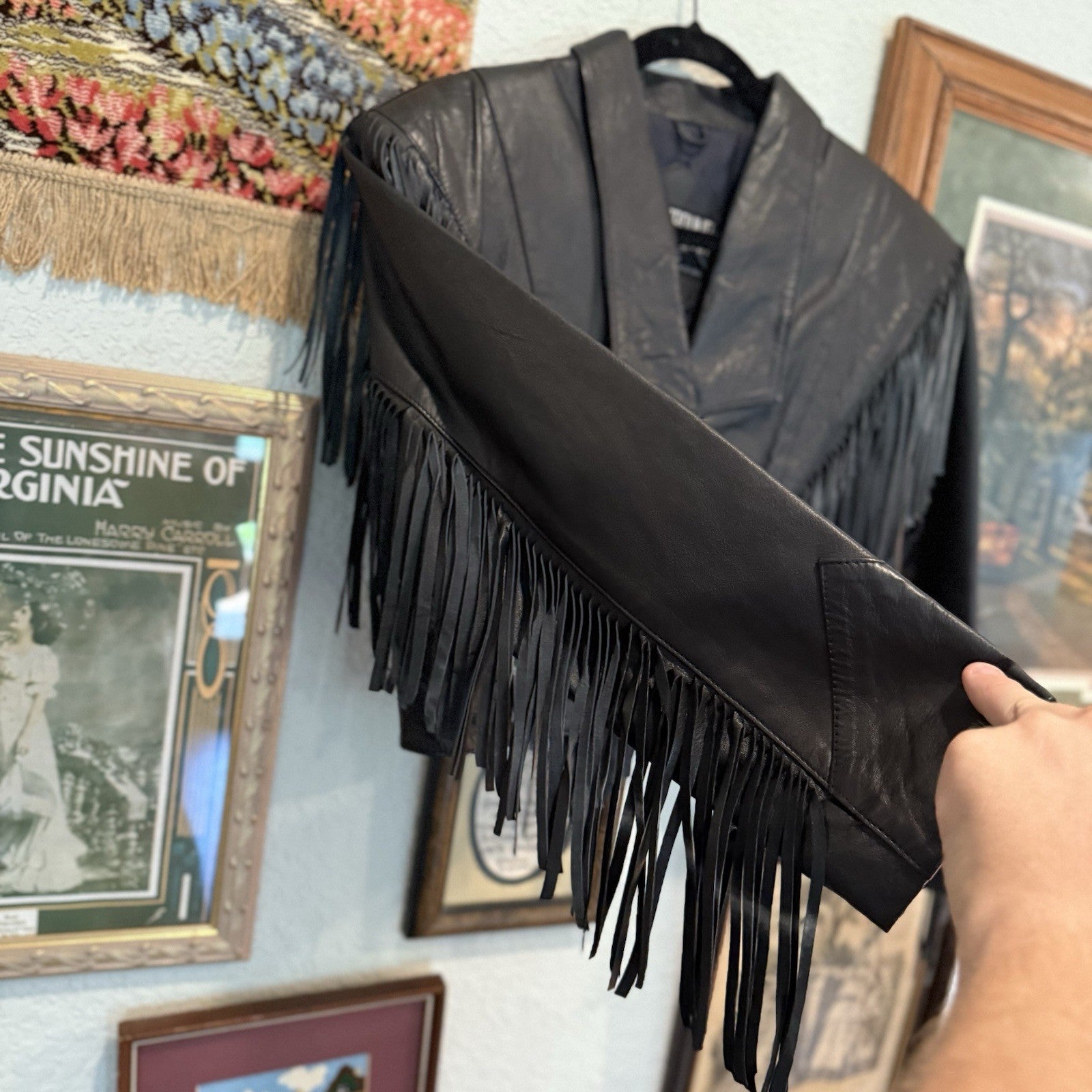 Vintage 80s Western Fringe Leather Jacket