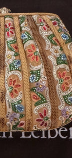 Judith Leiber Beaded Clutch, Gold Multicolor Floral
