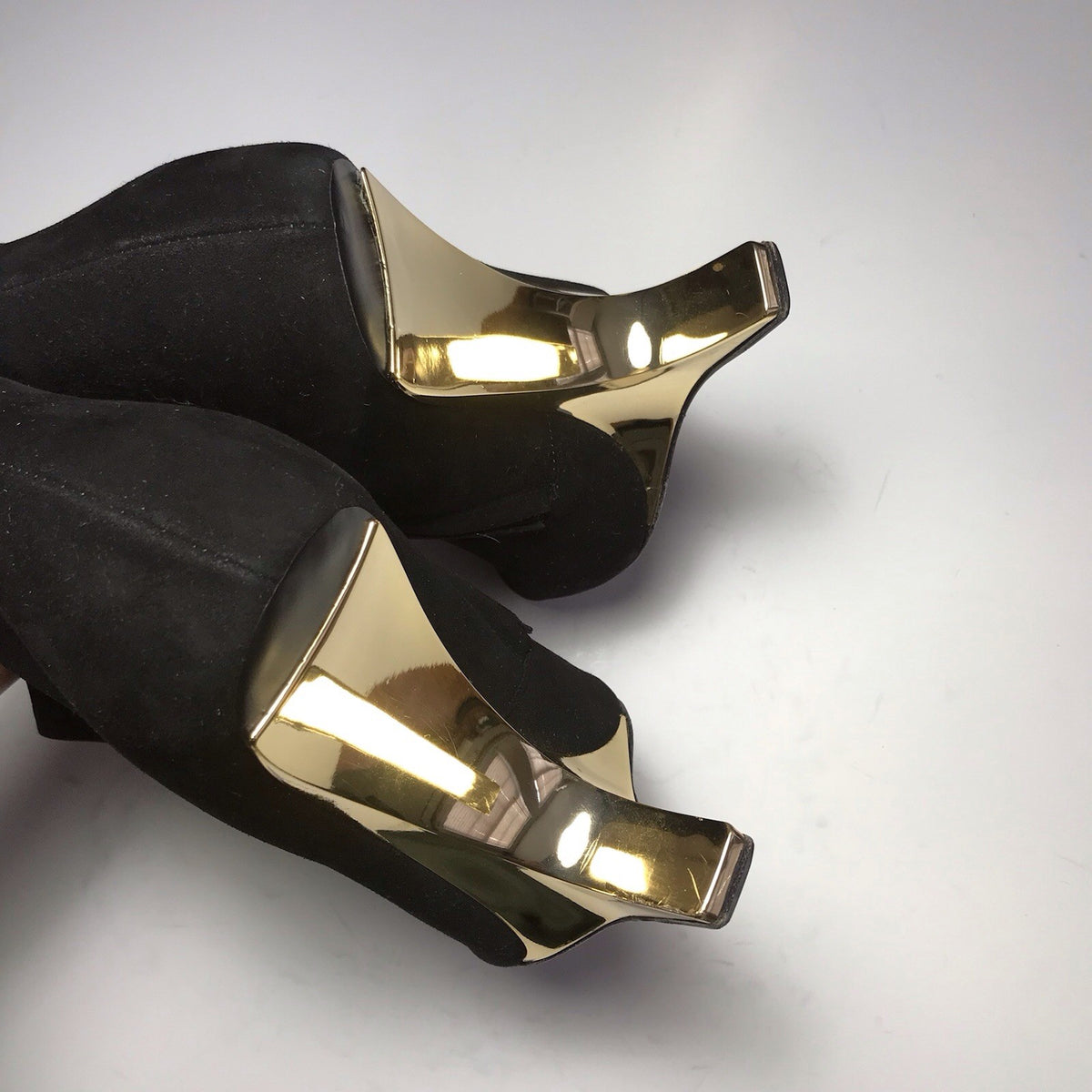 Giuseppe Zanotti Gold Illusion Wedge Black Suede Ankle Boots