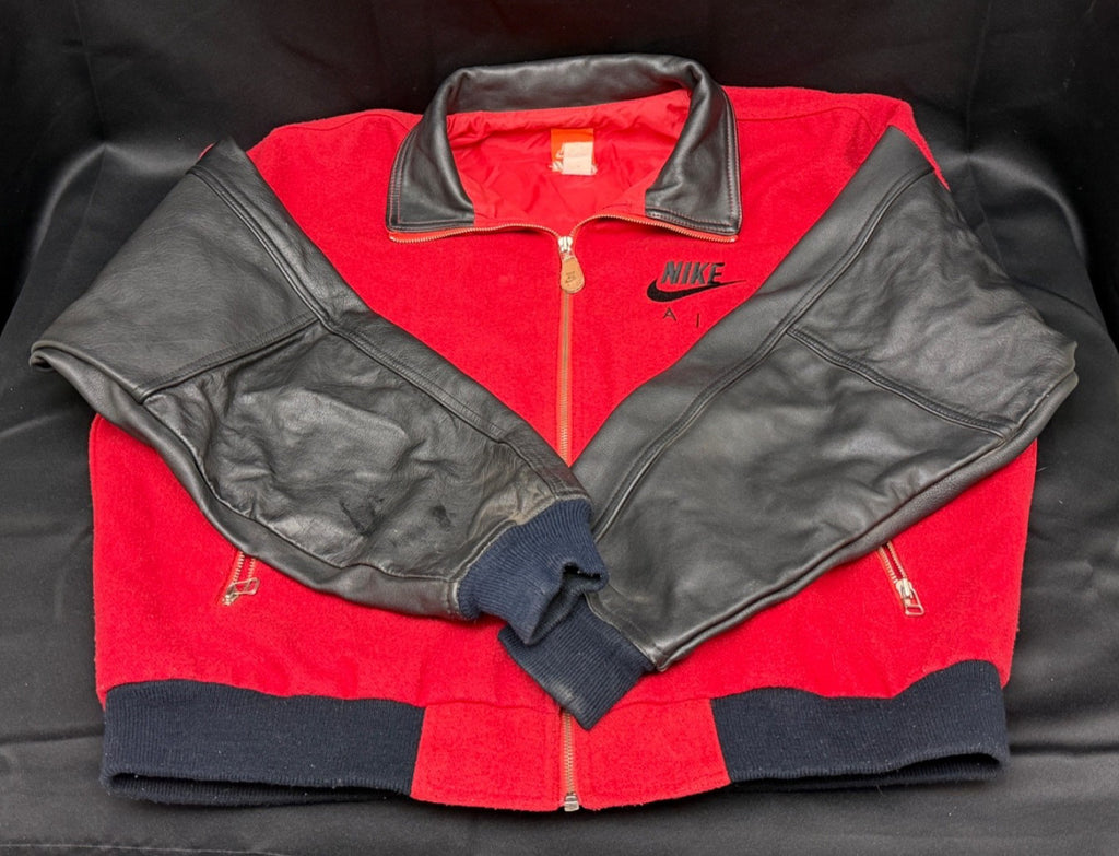 Nike Air Varsity Jacket, Red & Black Wool and Leather