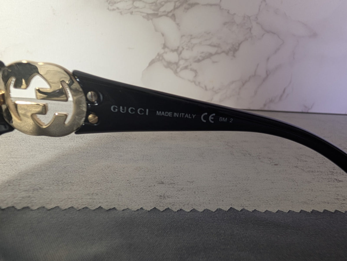 Gucci GG 3578/S Crystal Interlocking G Sunglasses, Gold and Black