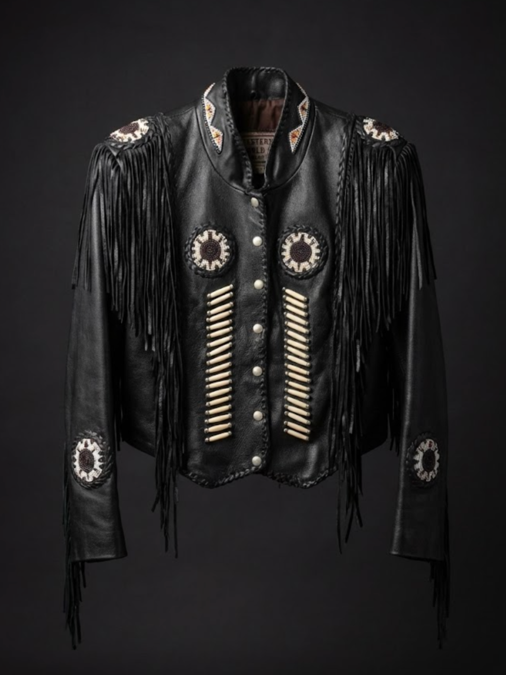 Western World Leather Fringe Beaded Jacket (M)