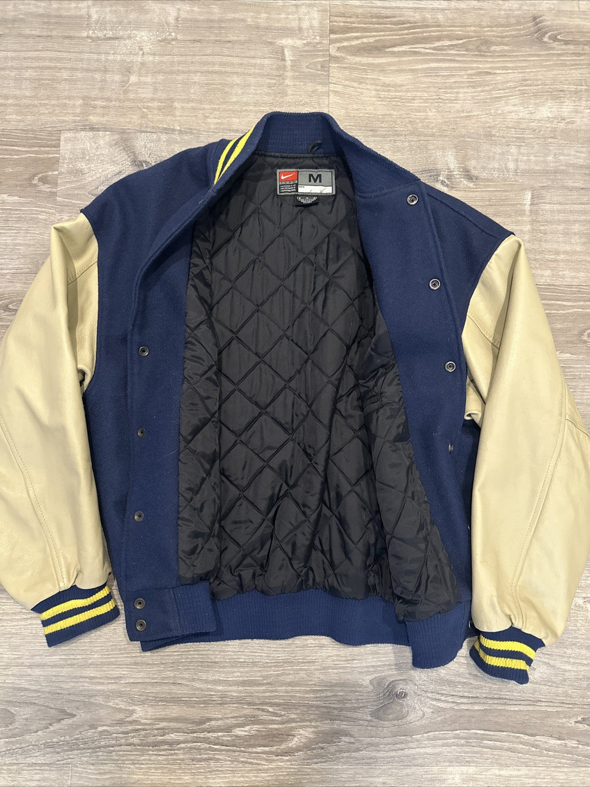 Nike NCAA Varsity Bomber Jacket with Leather Sleeves