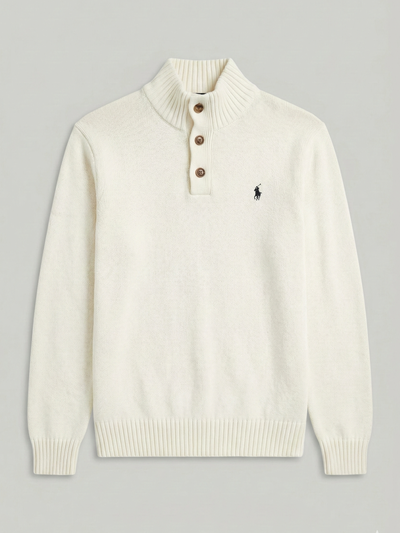 Vintage Polo Ralph Lauren Mock Neck Cotton Knit Sweater