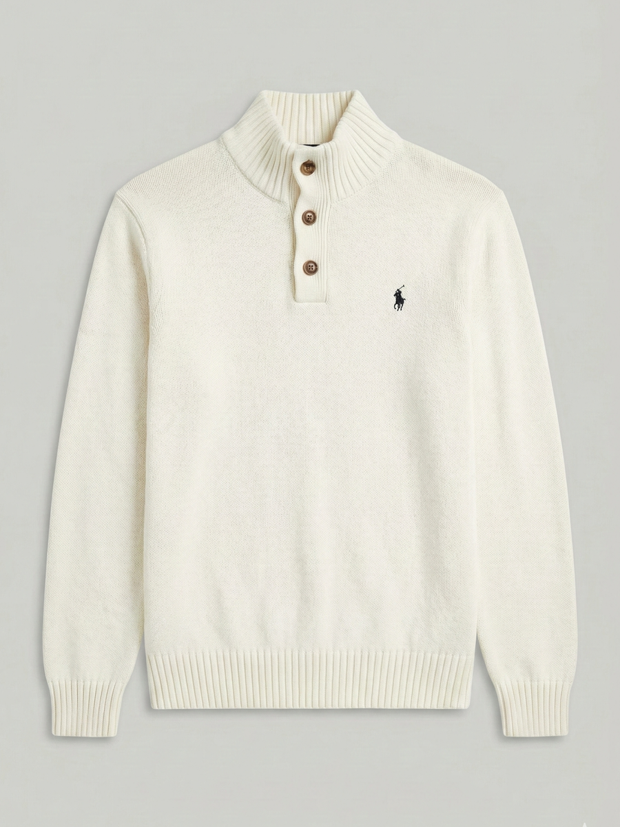 Vintage Polo Ralph Lauren Mock Neck Cotton Knit Sweater