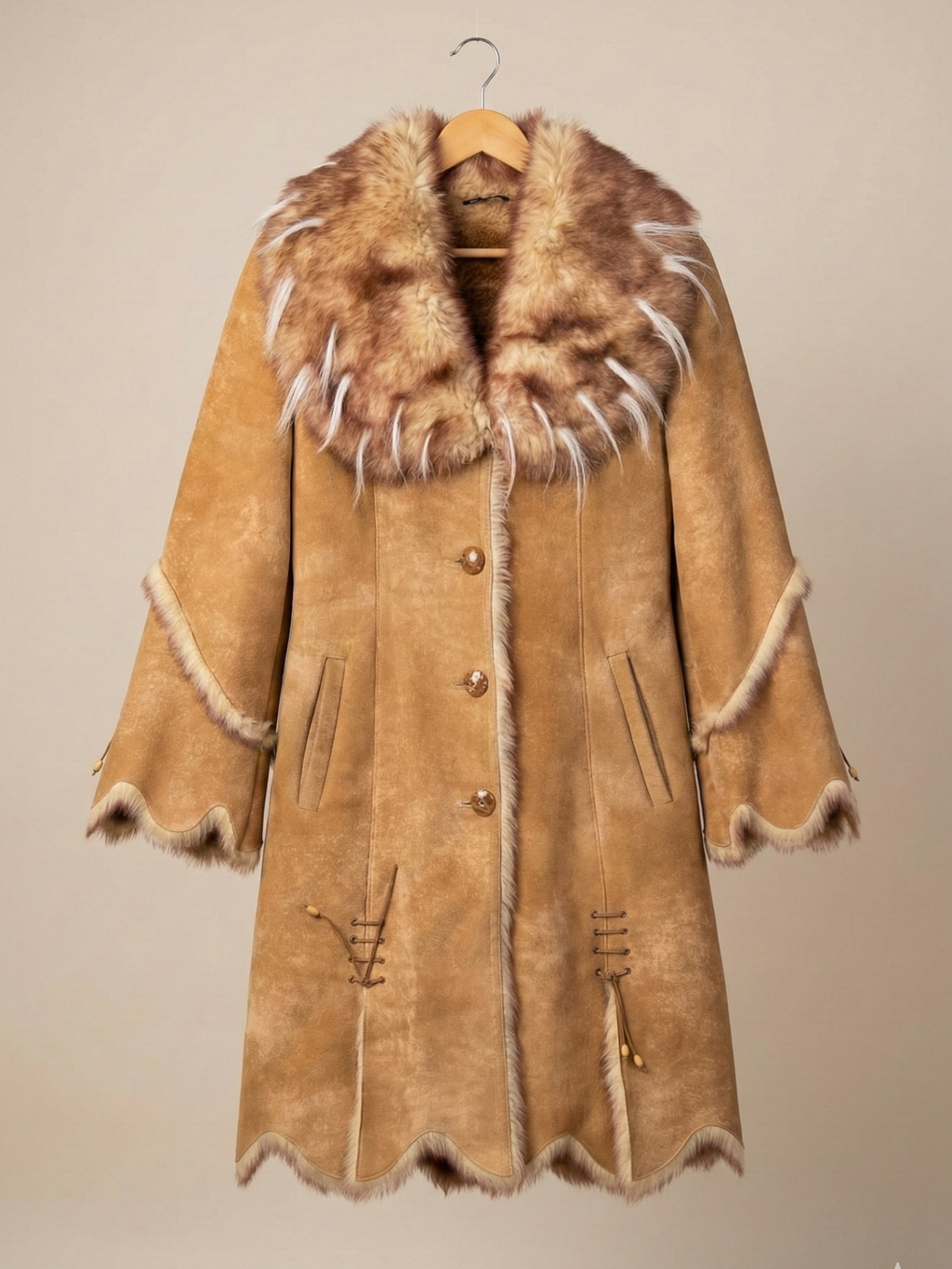 1990s Faux Fur Coat Brown