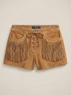 Vintage Ralph Lauren Deerskin Suede Fringe Lace-Up Shorts