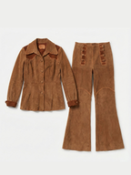 Vintage North Beach Leather 1970s Camel Suede Whipstitch Suit