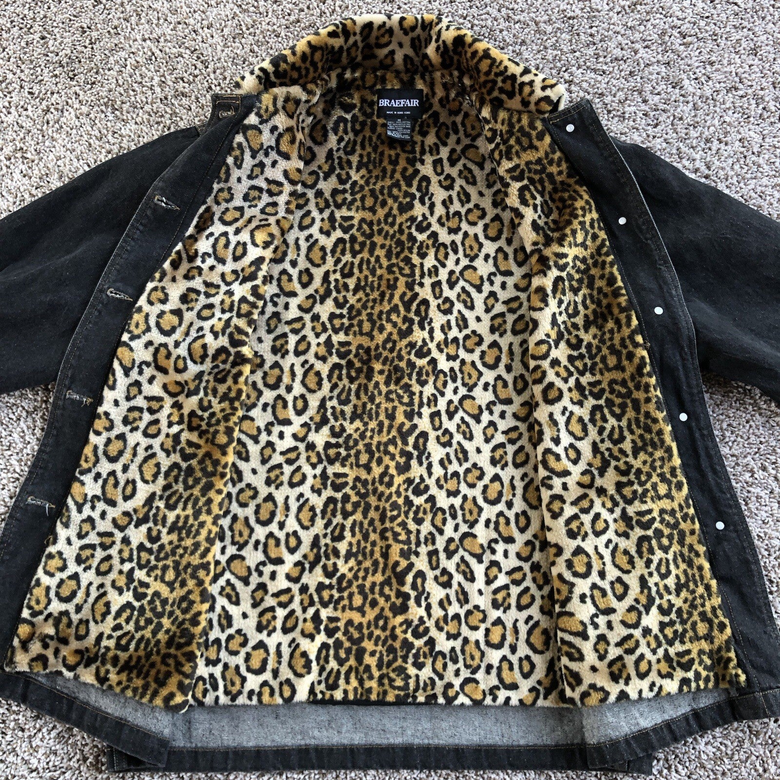 Braefair Denim Coat with Leopard Print Faux Fur Lining