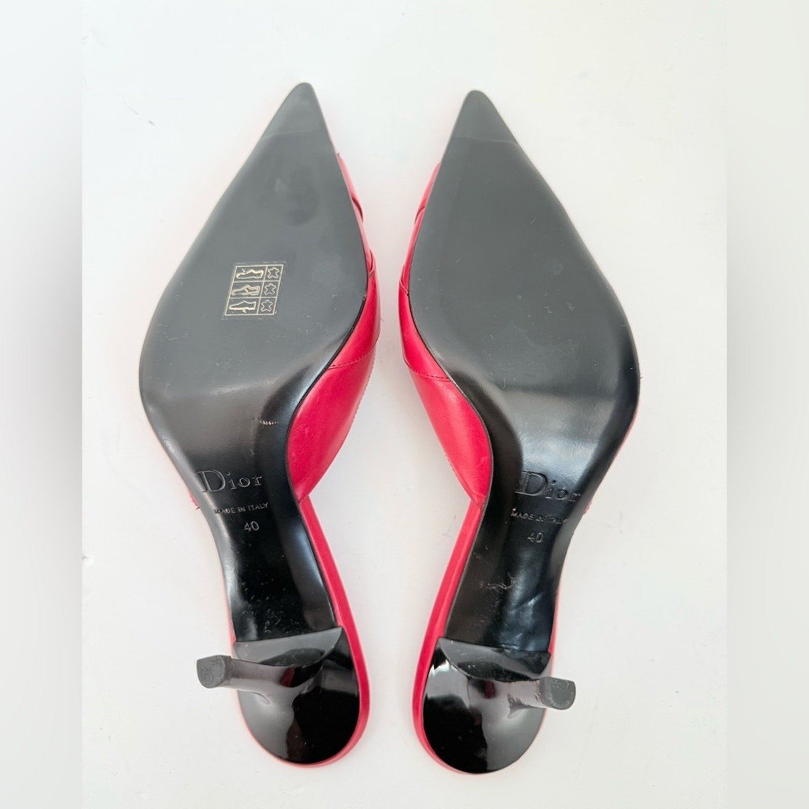 Christian Dior by John Galliano Red Leather Diva Mule Heels
