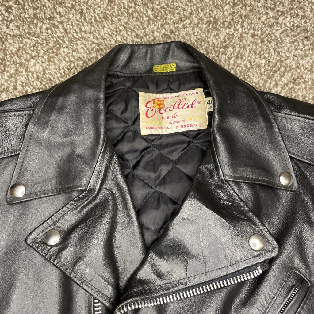 Excelled Leather Biker Moto Jacket, Black - Men's 40