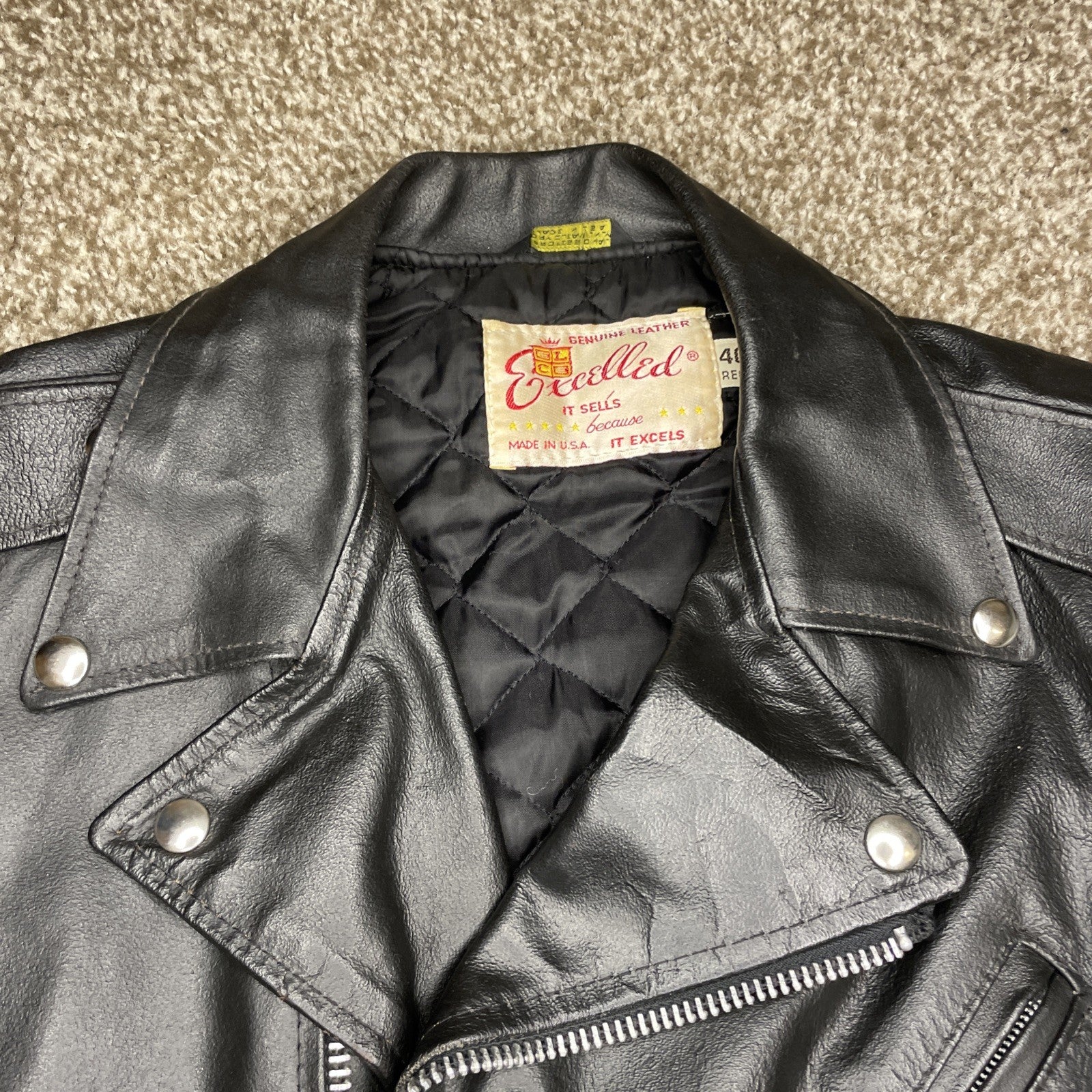 Excelled Leather Biker Moto Jacket, Black - Men's 40