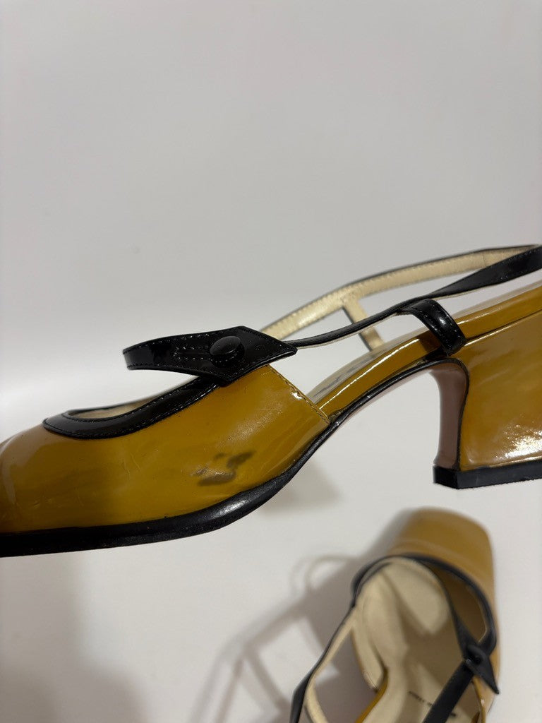 Prada Vintage Mustard Yellow Slingback Heels