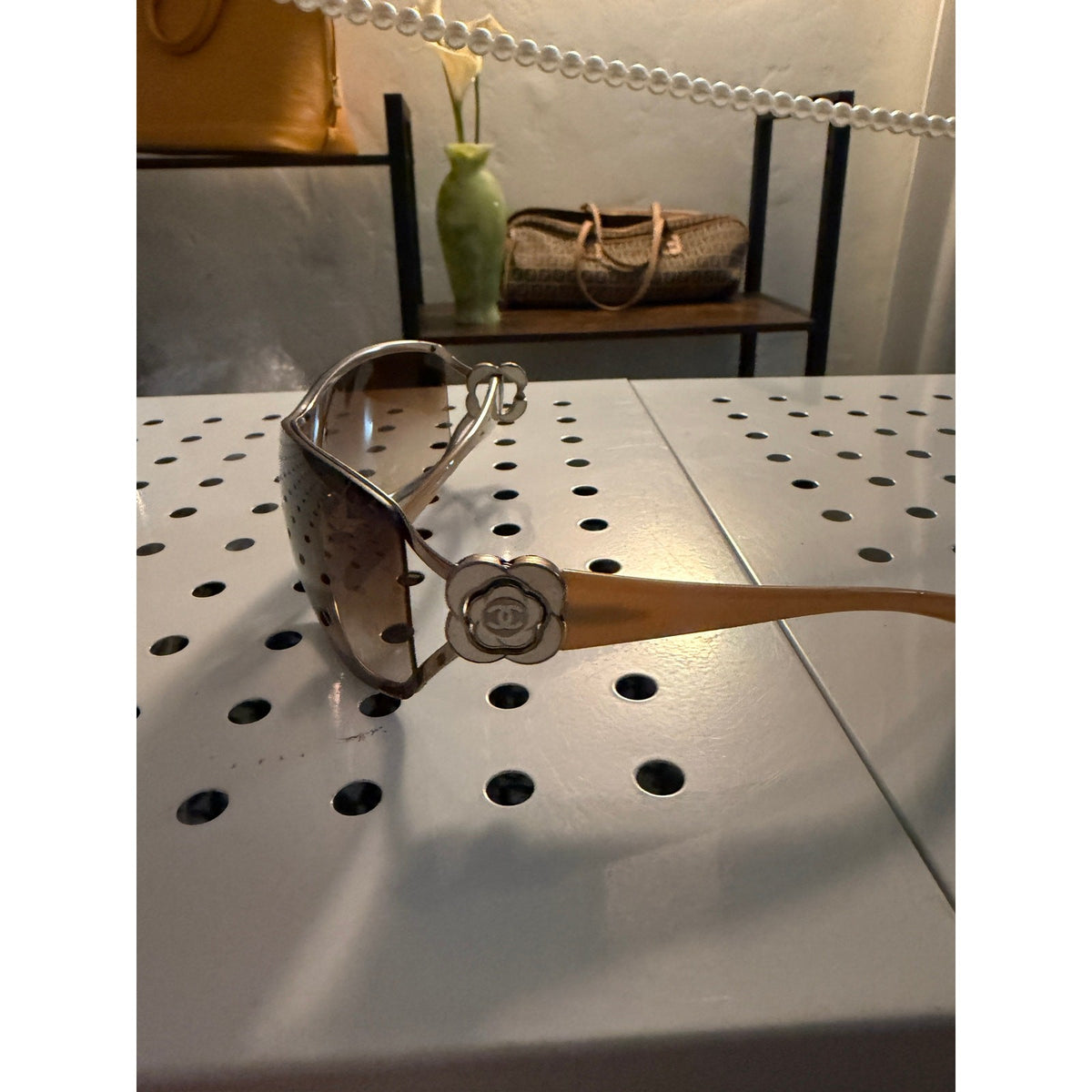 Chanel Y2K Camellia Flower Shield Sunglasses
