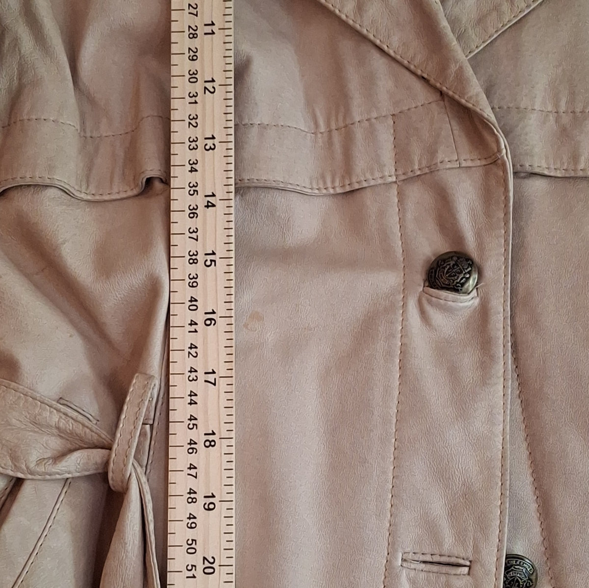 Wilsons Leather Maxima Beige Belted Short Leather Jacket