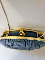 Judith Leiber Black Snakeskin Clutch with Jeweled Clasp