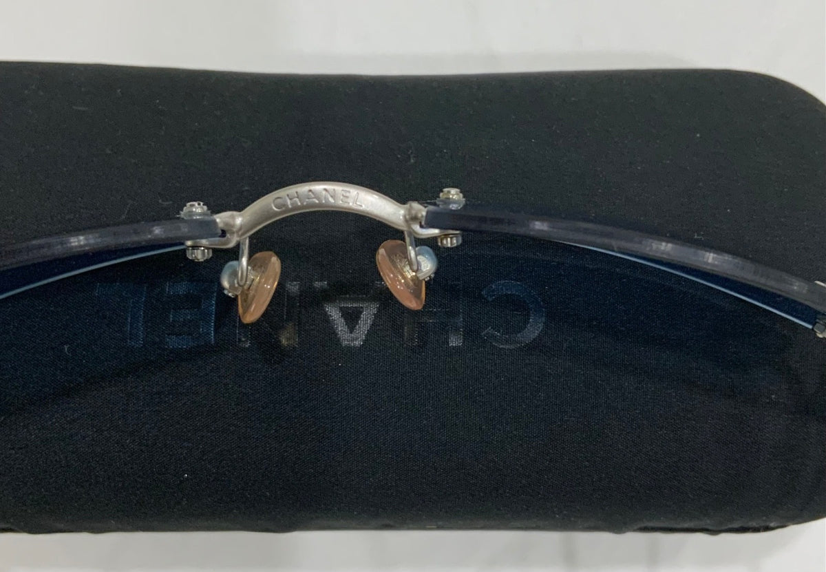 Chanel 4002 Rimless Sunglasses in Silver and Light Blue