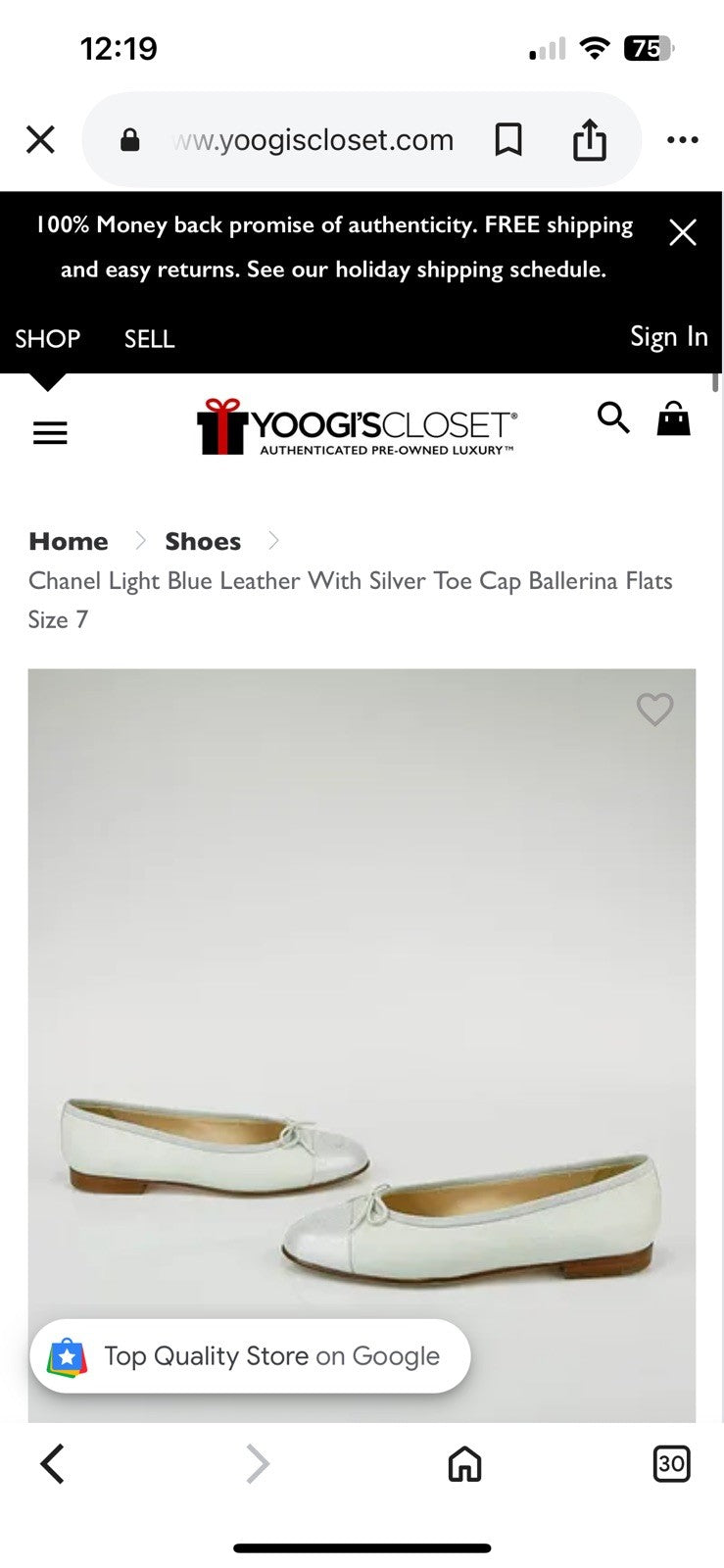 Chanel Ballet Flats, Plaster White with Mint and Silver Toe