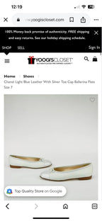 Chanel Ballet Flats, Plaster White with Mint and Silver Toe