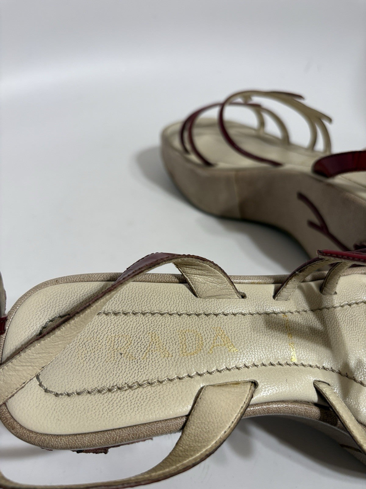 Prada SS1997 Red Floral Platform Sandal Heels