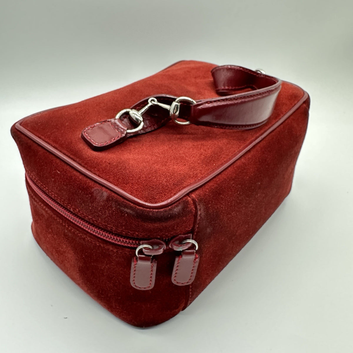 Gucci Horsebit Vanity Case in Red Suede
