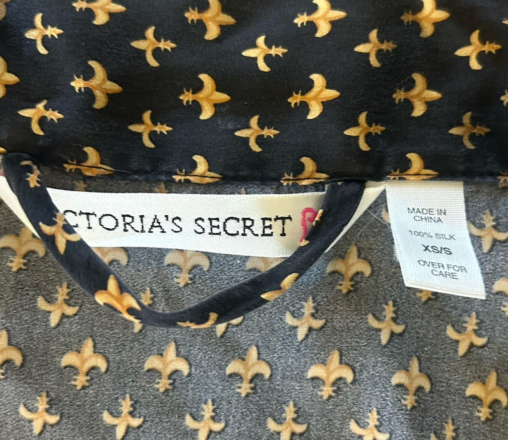 Victoria's Secret Silk Robe in Black and Tan