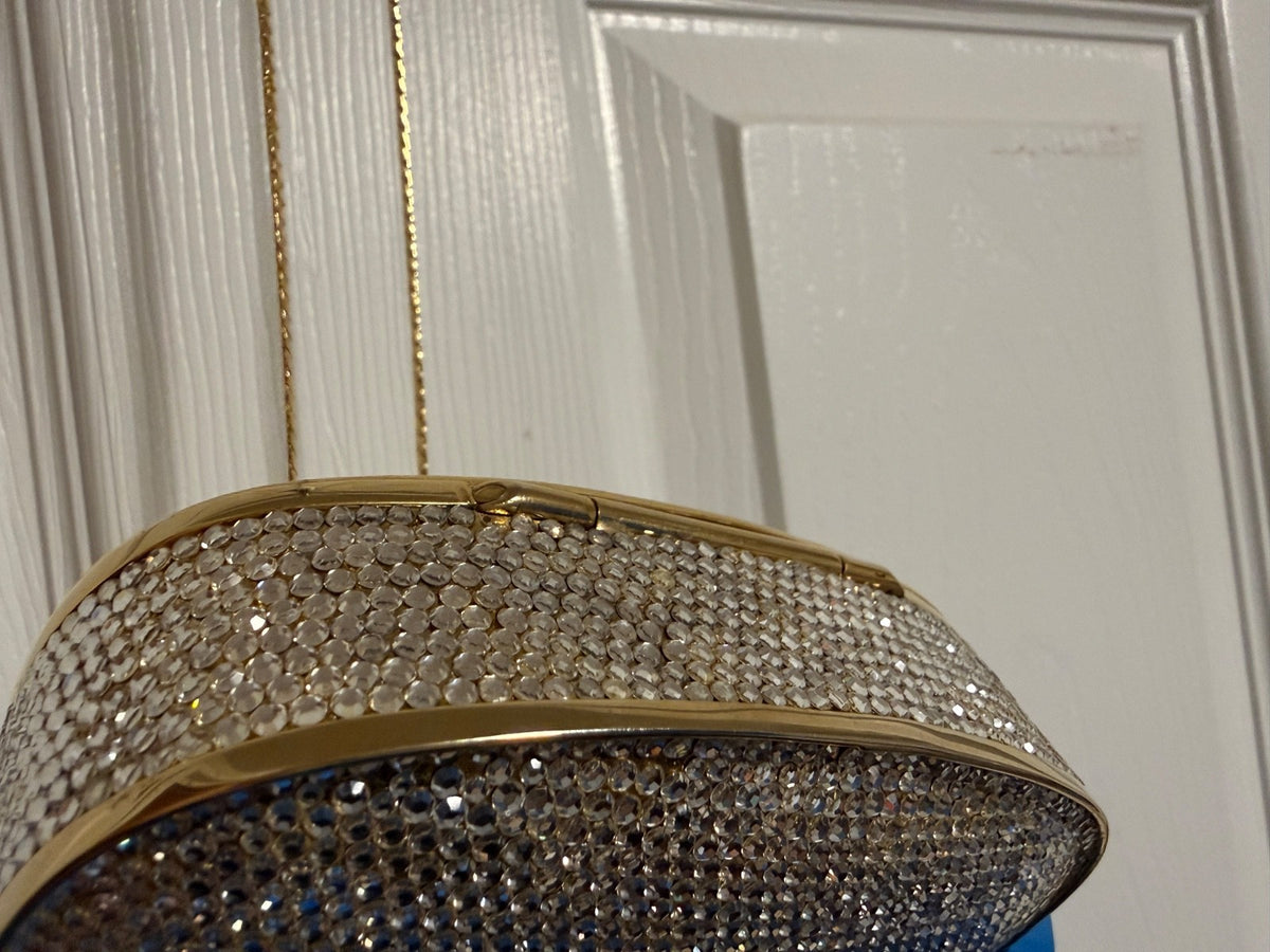 Judith Leiber Crystal Clutch, Gold Rhinestone