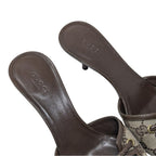 Gucci GG Monogram Square Toe Kitten Heel Mules
